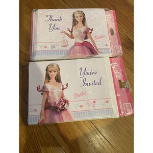 Vintage 2001 Barbie Invitation & Thank You Cards With‎ Envelopes 8 In Each Nos